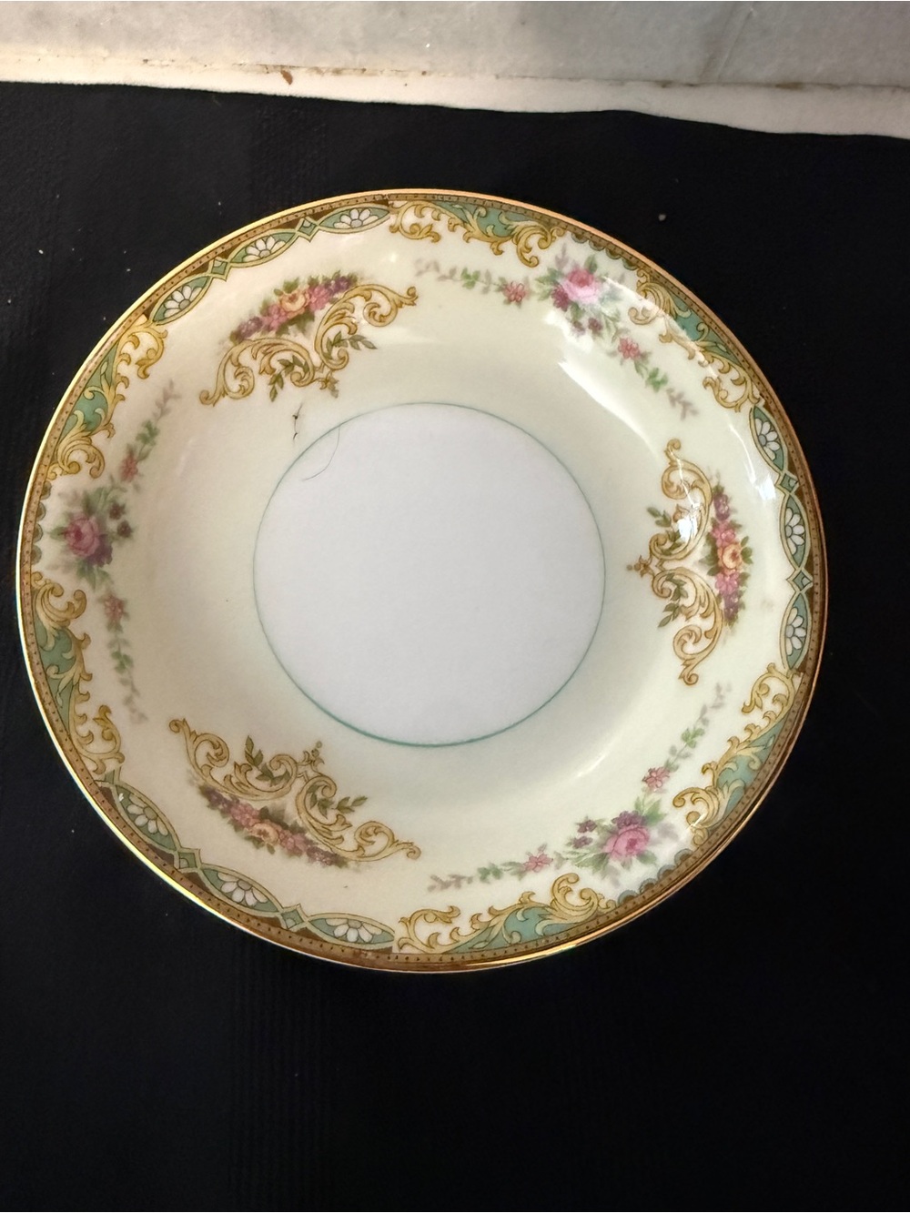 Vintage Noritake China GLORIA fruit berry bowls set of 4 5.5” gold trim green M